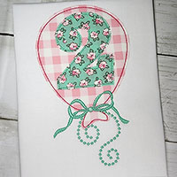 2nd Birthday Balloon Machine Applique Design - Triple Stitch